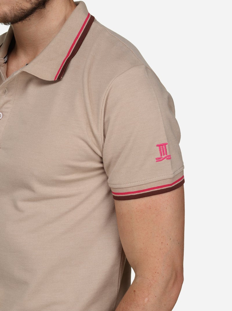 Polo uni à liseré - Torrente Beige - Kiabi