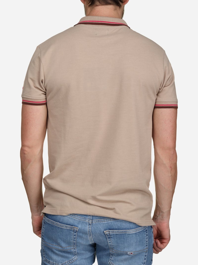Polo uni à liseré - Torrente Beige - Kiabi