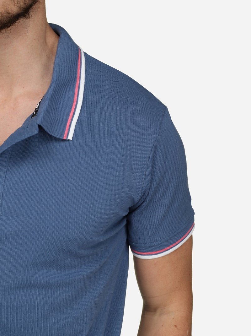 Polo uni à liseré - Torrente Bleu - Kiabi