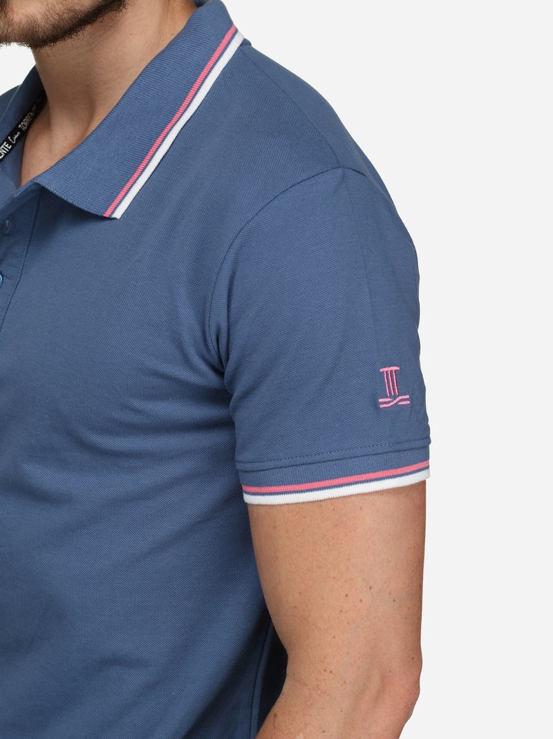 Polo uni à liseré - Torrente Bleu - Kiabi