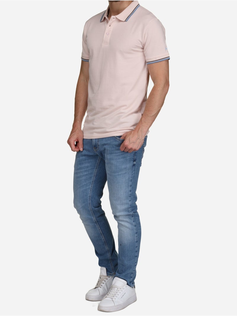 Polo uni à liseré - Torrente Bleu Rose clair - Kiabi