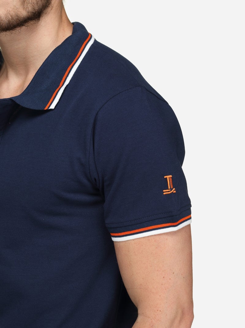 Polo uni à liseré - Torrente Bleu Rouge - Kiabi