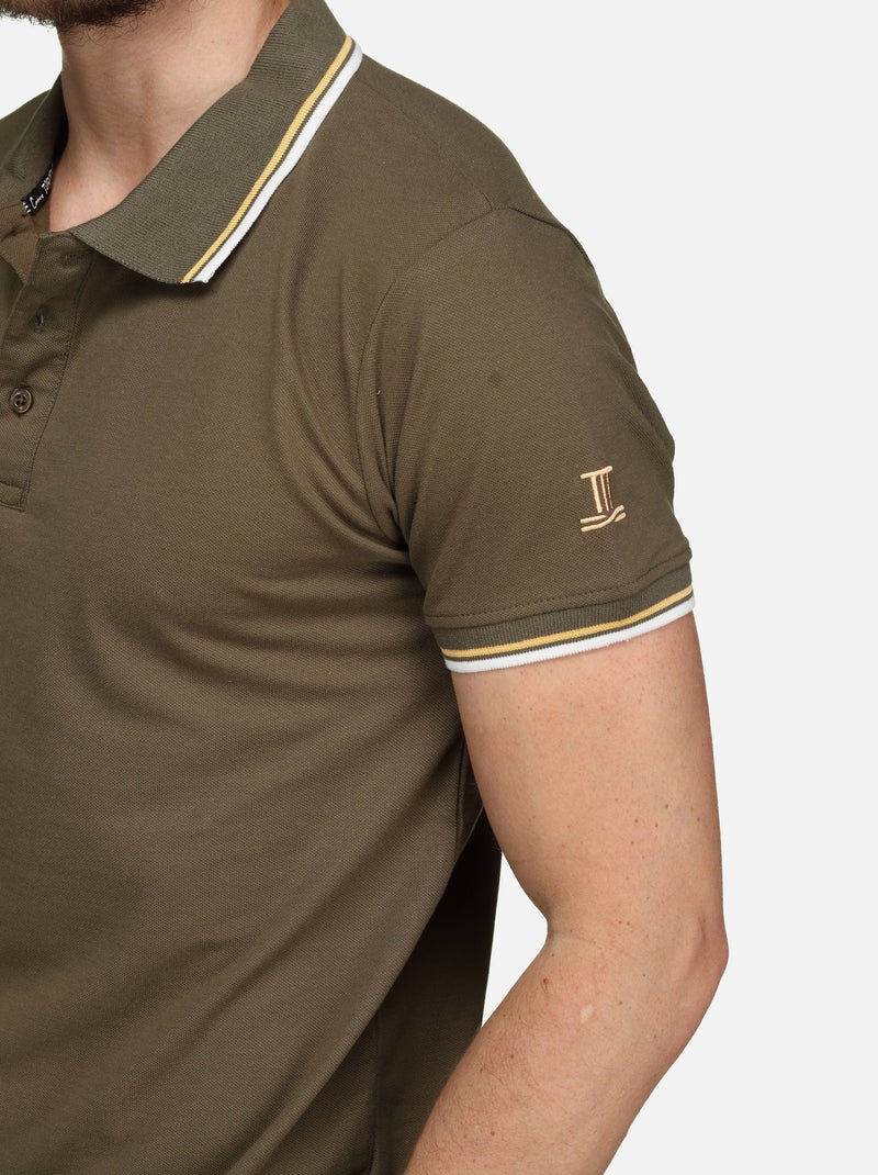 Polo uni à liseré - Torrente Kaki - Kiabi
