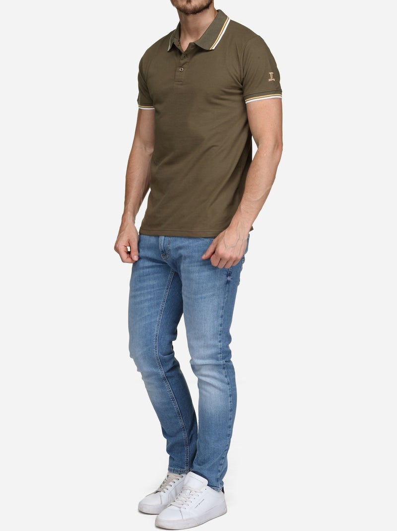 Polo uni à liseré - Torrente Kaki - Kiabi