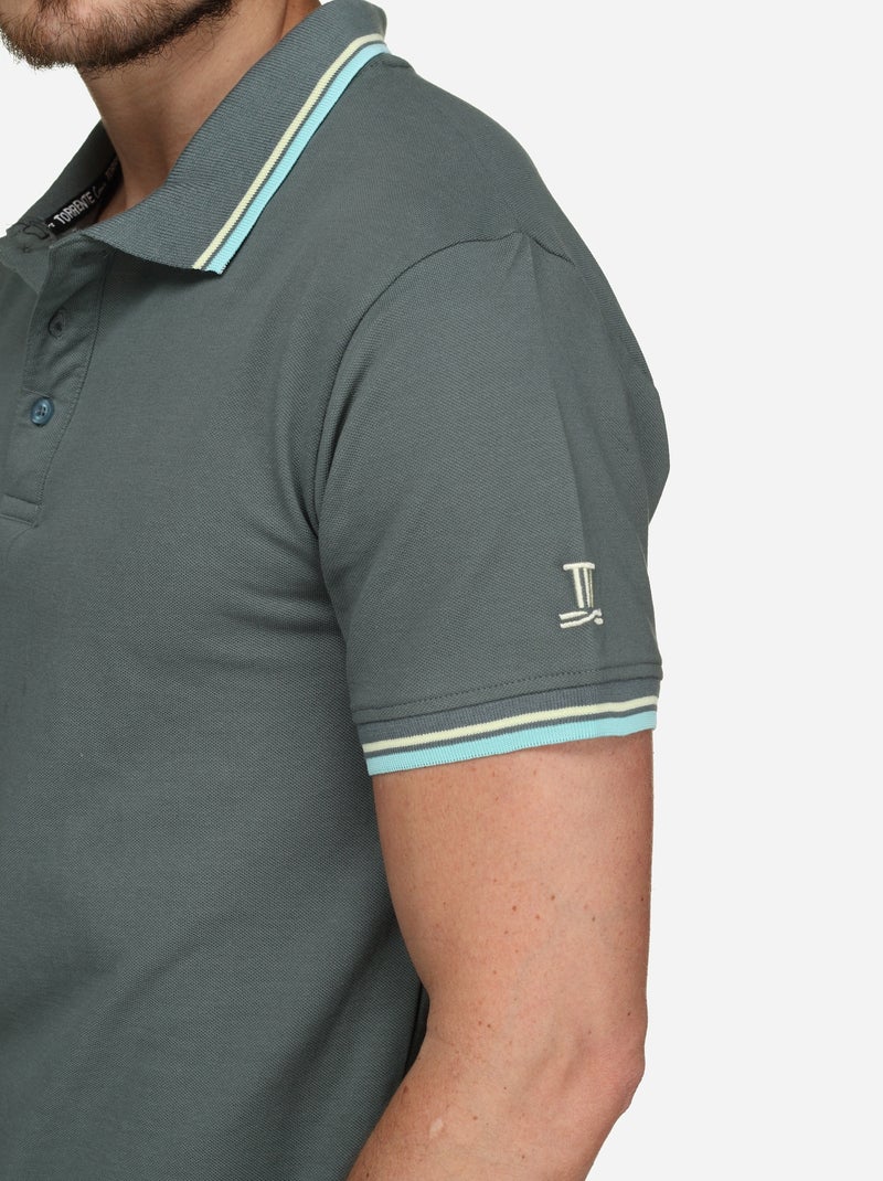 Polo uni à liseré - Torrente Noir Vert - Kiabi