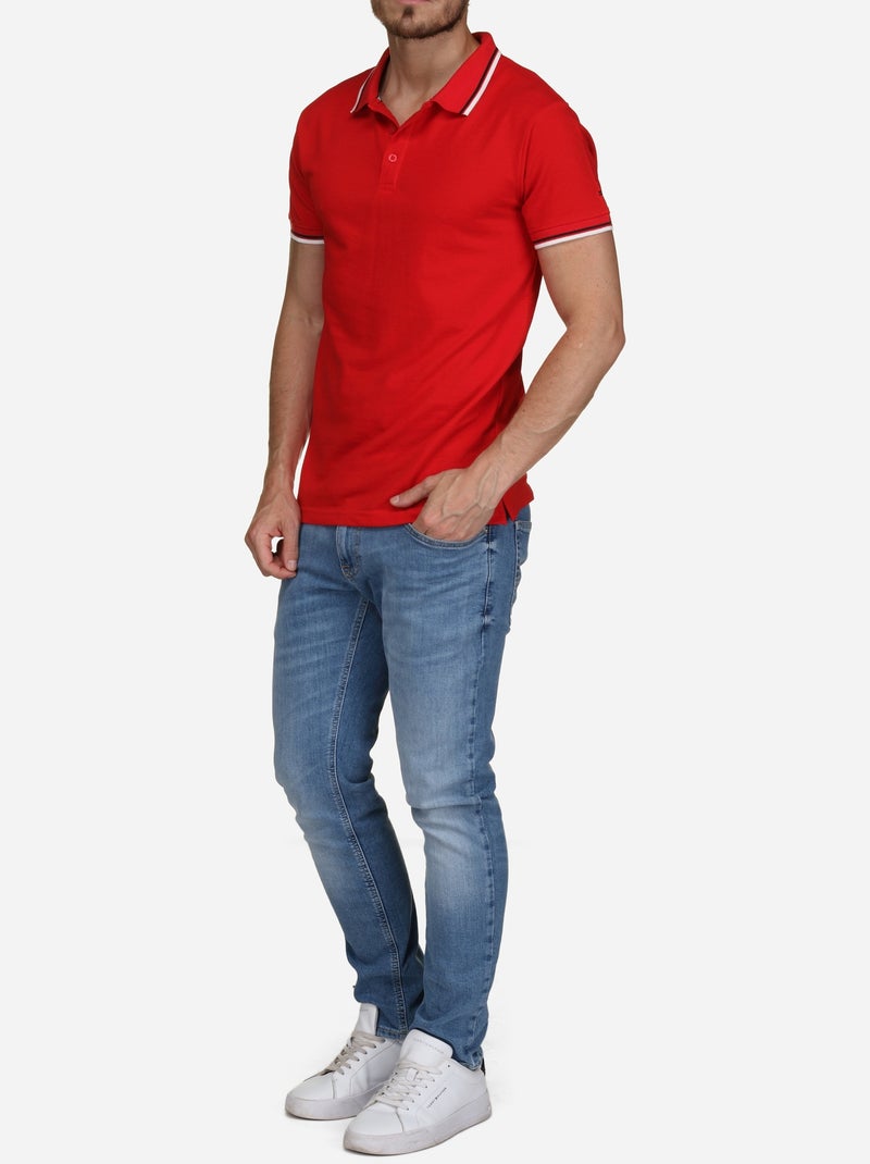 Polo uni à liseré - Torrente Rouge - Kiabi