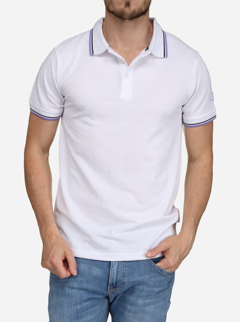 Polo uni à liseré Blanc - Kiabi