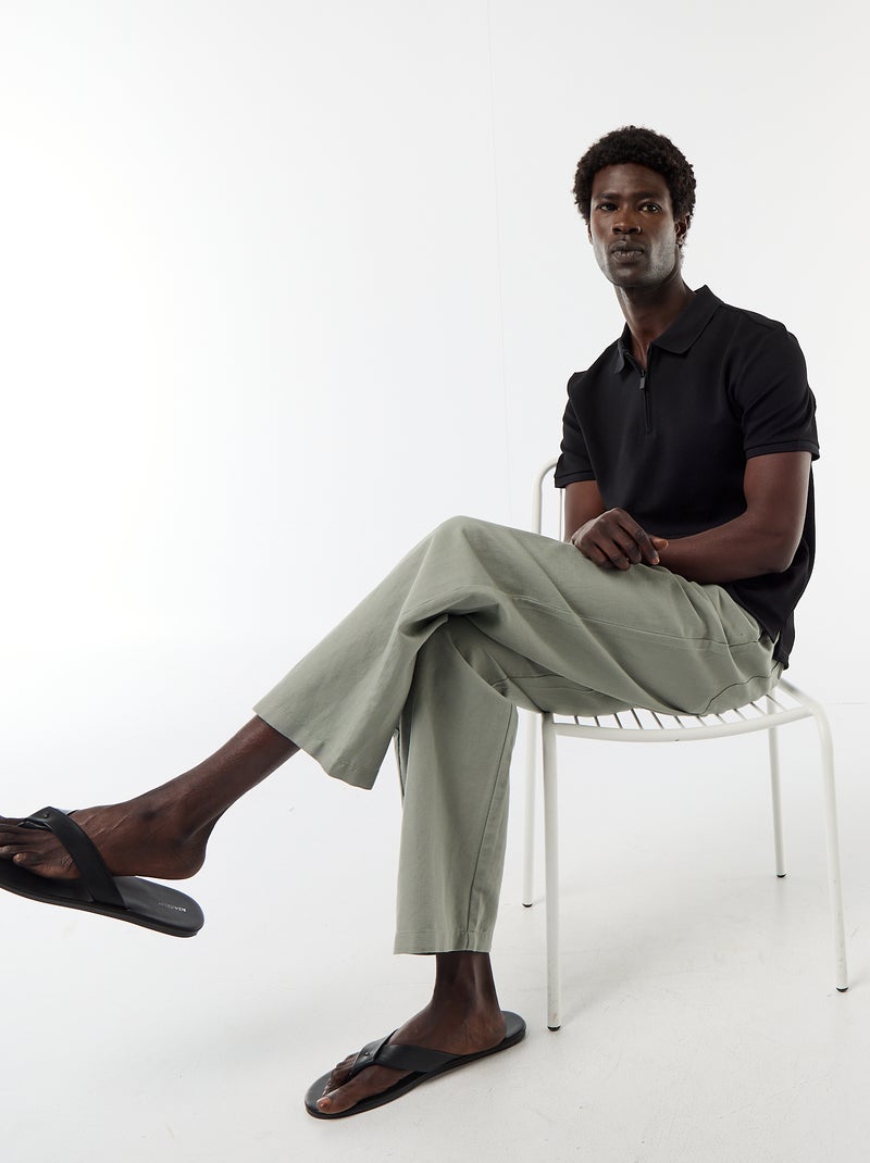Polo uni à manches courtes pour homme Noir - Kiabi