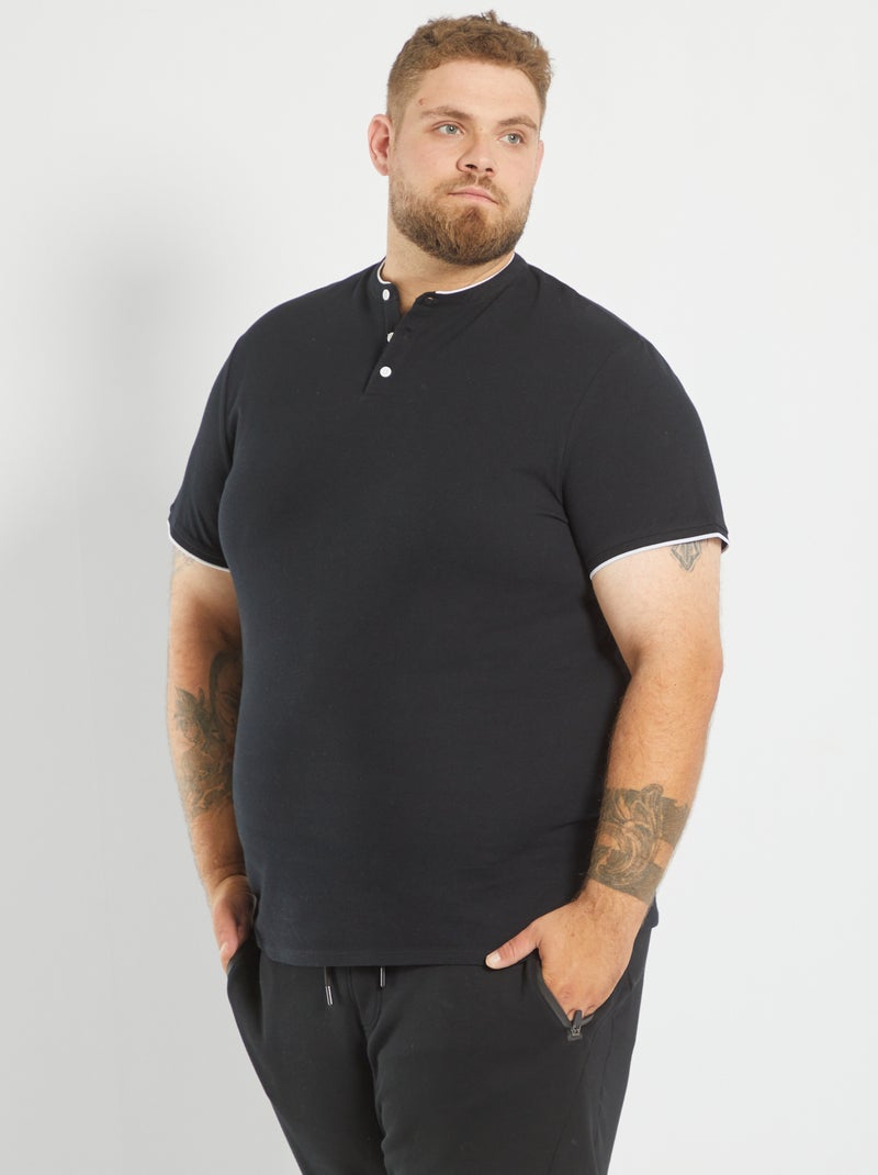Polo uni col tunisien noir - Kiabi