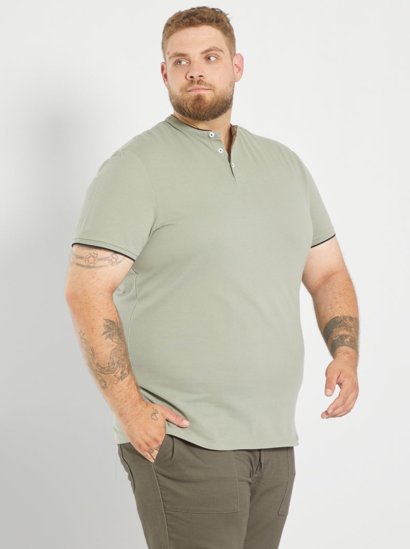 Polo uni col tunisien Vert de gris - Kiabi
