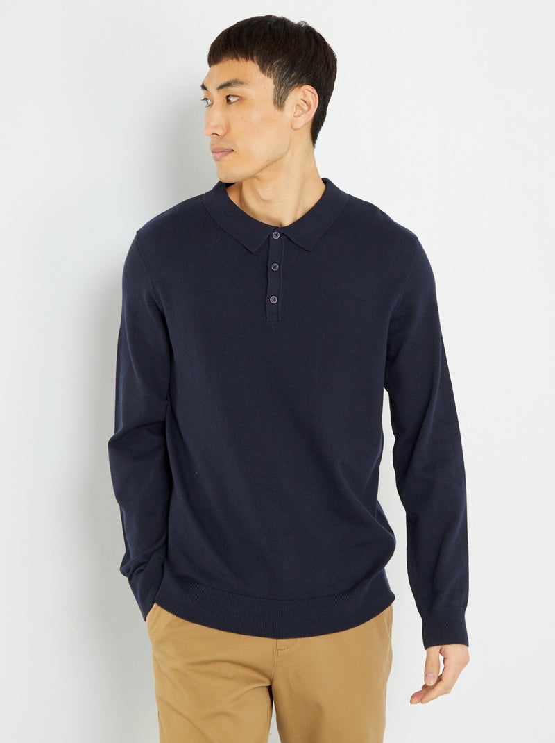 Polo uni en maille jersey Bleu - Kiabi