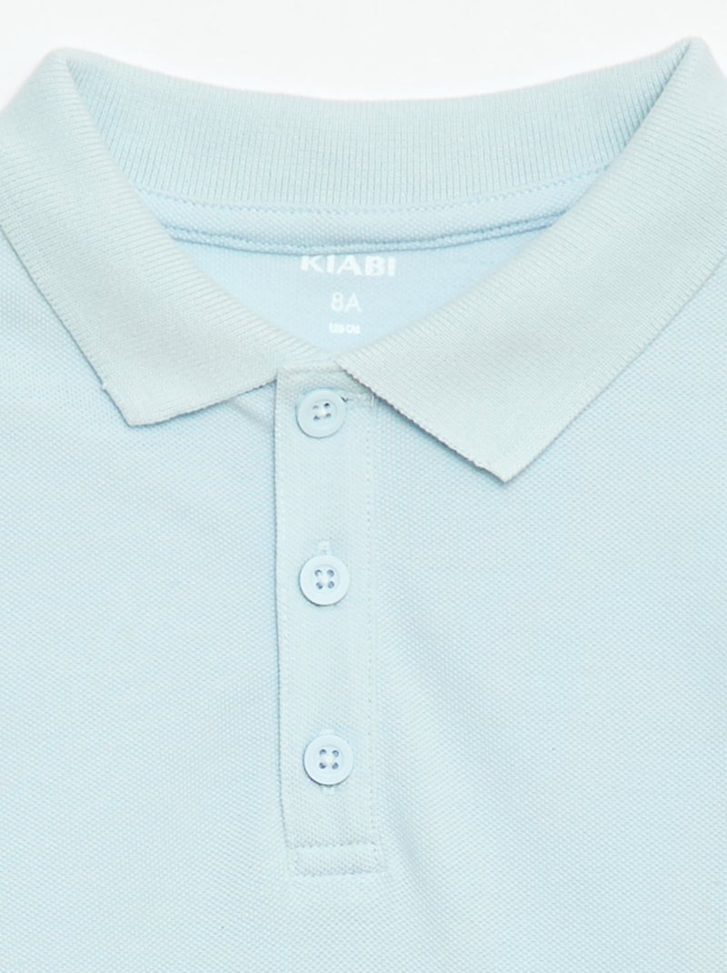 Polo uni en maille piquée Bleu - Kiabi