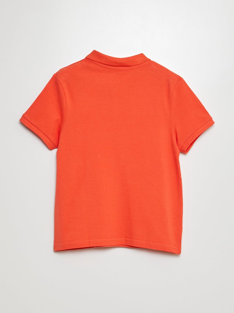 Polo uni en maille piquée Corail - Kiabi