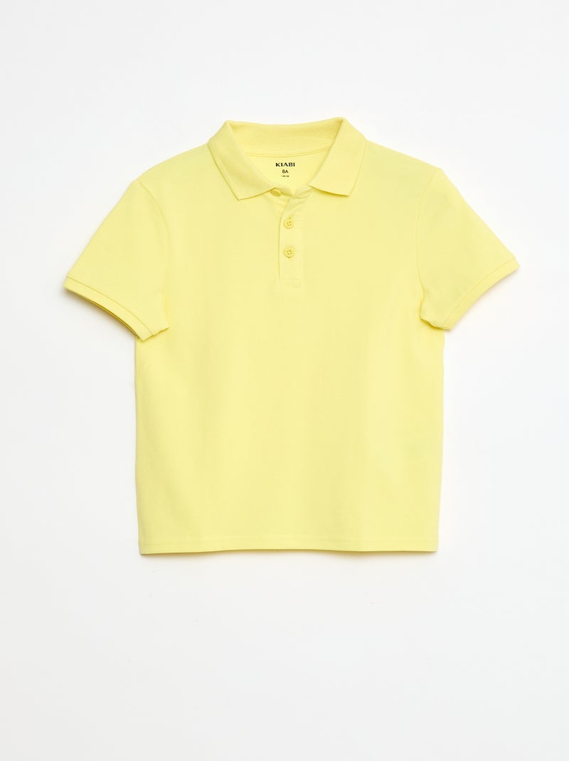 Polo uni en maille piquée Jaune - Kiabi