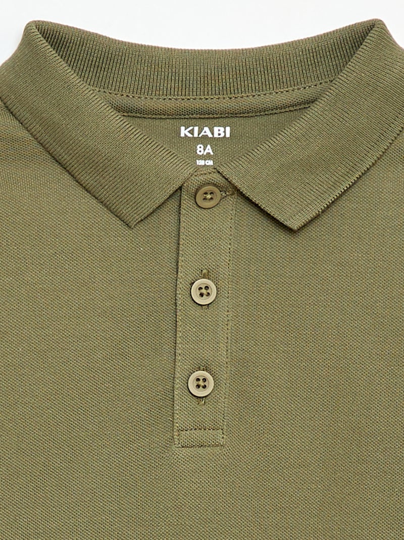 Polo uni en maille piquée Kaki - Kiabi