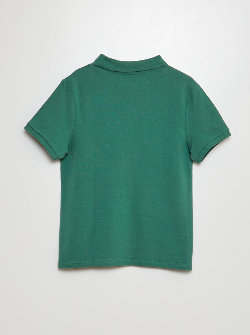Polo uni en maille piquée Vert - Kiabi