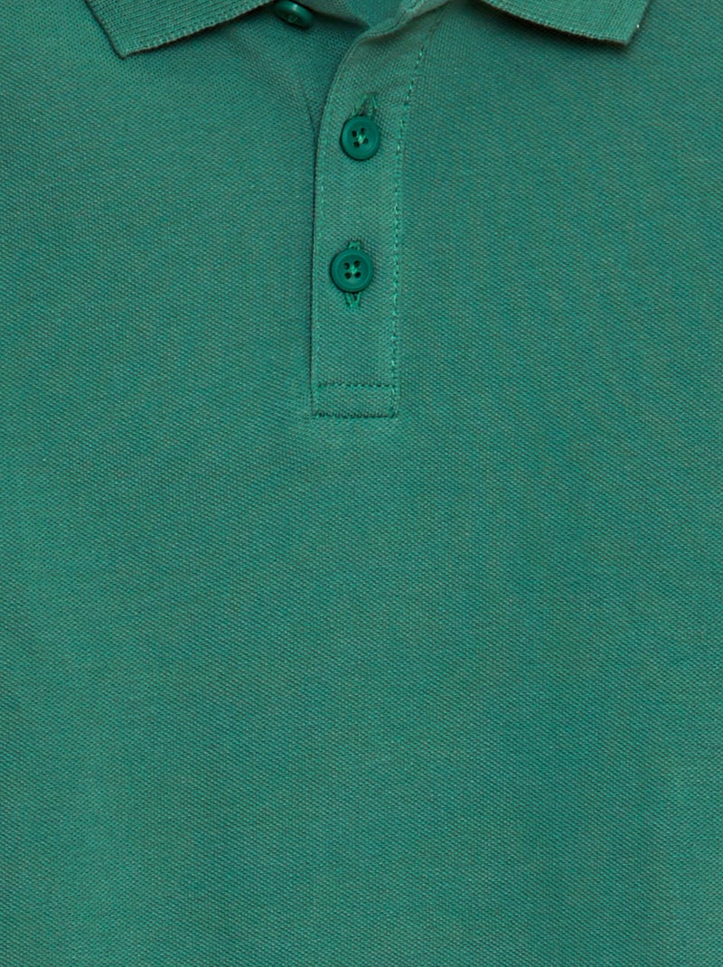 Polo uni en maille piquée Vert - Kiabi