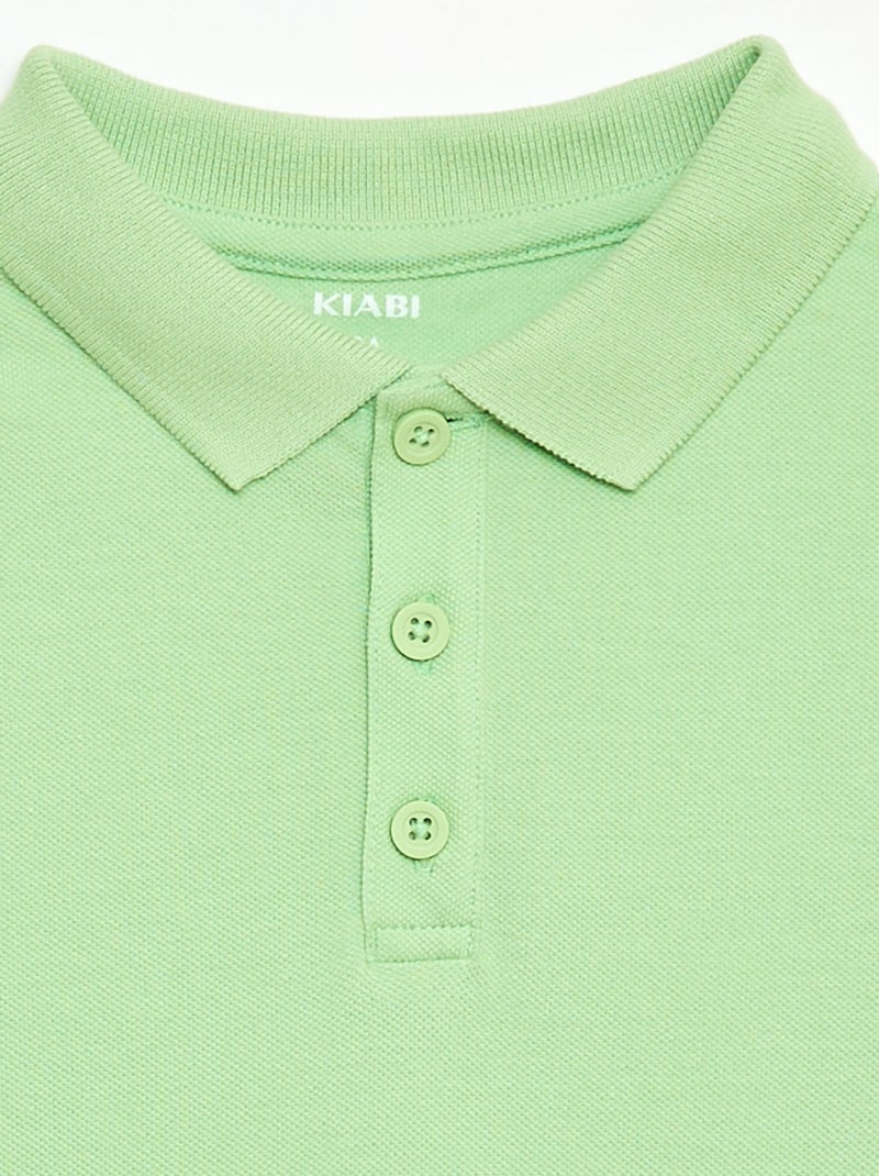 Polo uni en maille piquée Vert - Kiabi