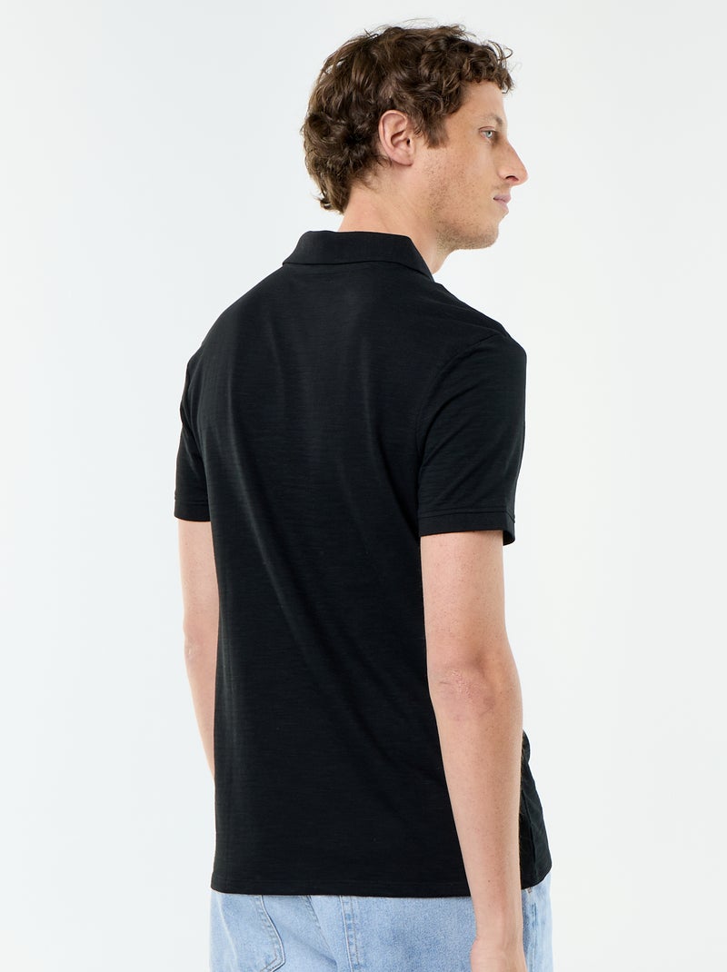 Polo uni homme à manches courtes Noir - Kiabi