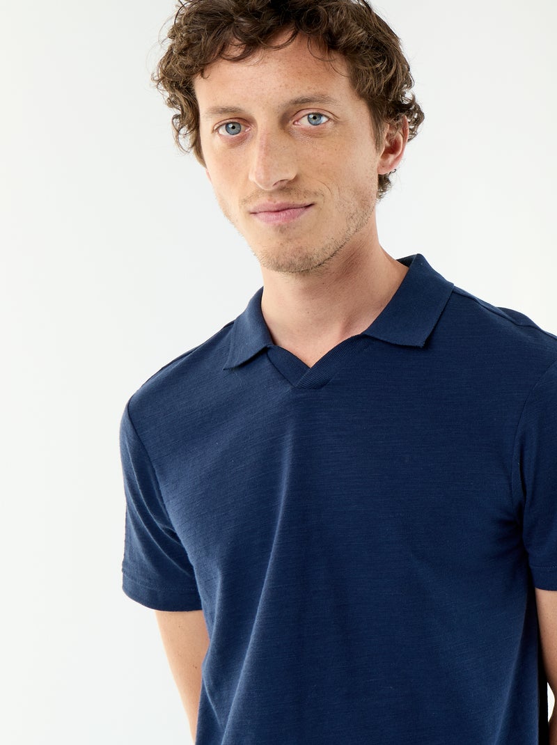 Polo uni homme à manches courtes Noir - Kiabi