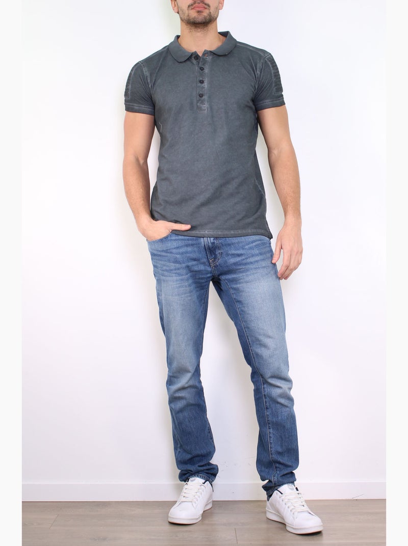 Polo uni manches courtes Gris foncé - Kiabi