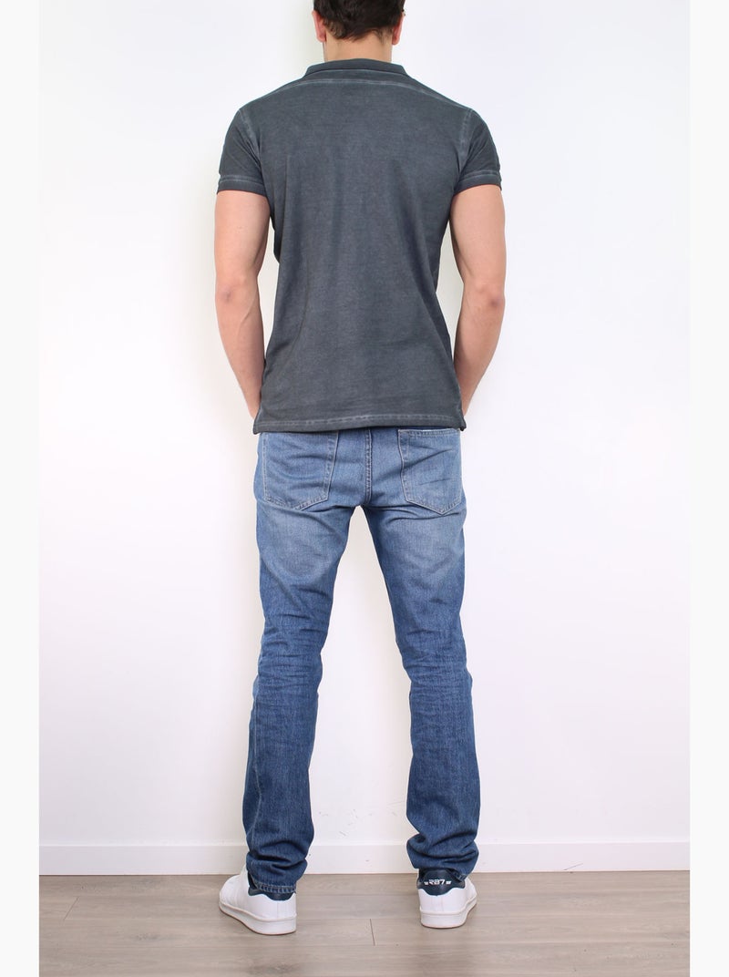 Polo uni manches courtes Gris foncé - Kiabi