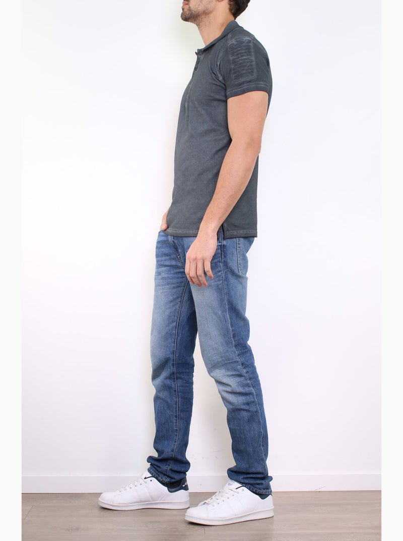 Polo uni manches courtes Gris foncé - Kiabi