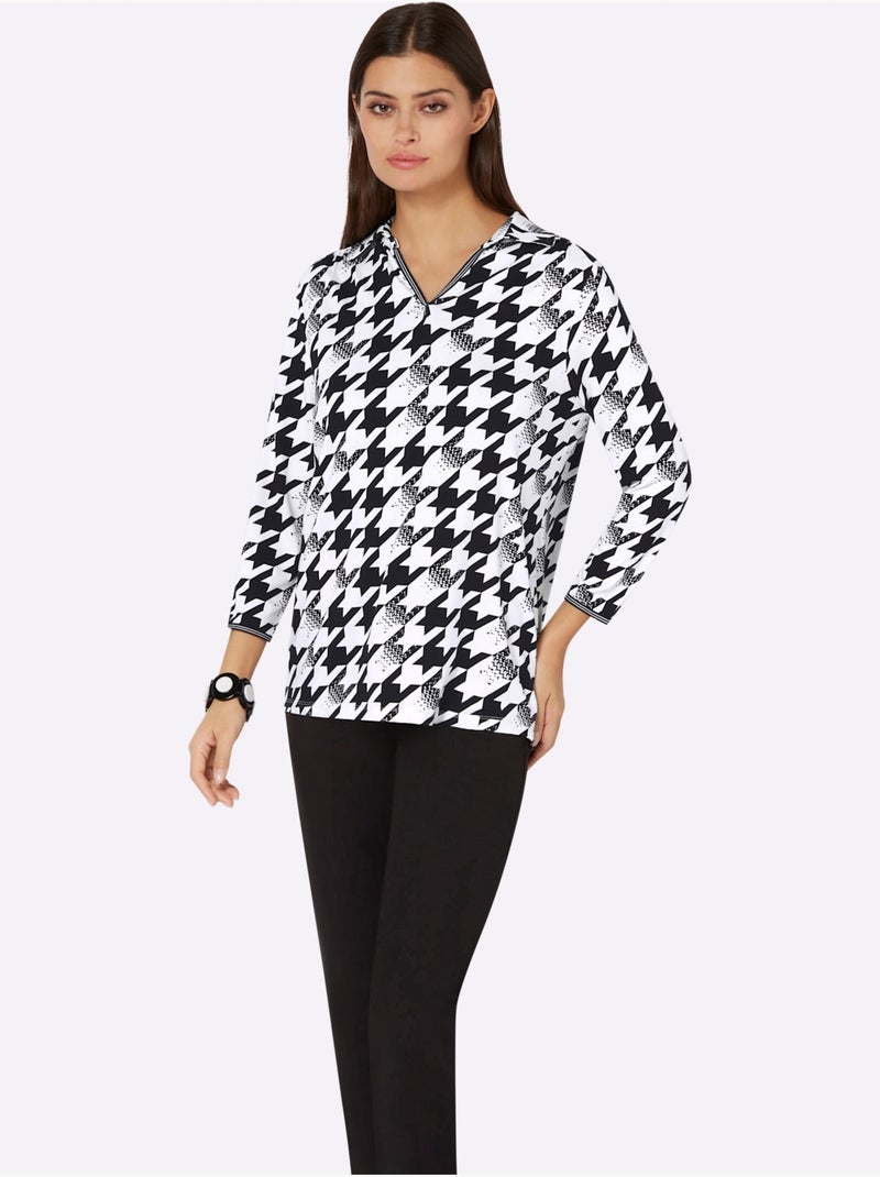 Polo Viscose - Taille Standard - Helline Noir Beige Noir - Kiabi
