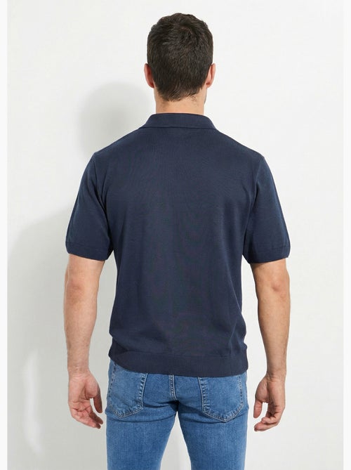 Polo zippé manches courtes rayures jacquard - Afibel - Kiabi