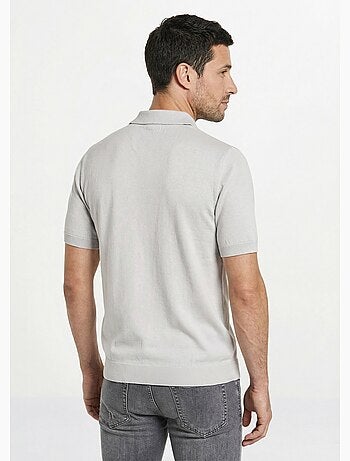Polo zippé manches courtes rayures jacquard - Afibel