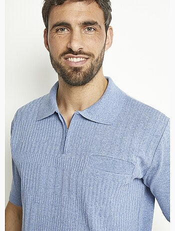 Polo zippé uni manches courtes coton cardé - Afibel