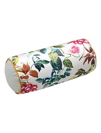 Polochon décoratif motif feuillage et oiseau