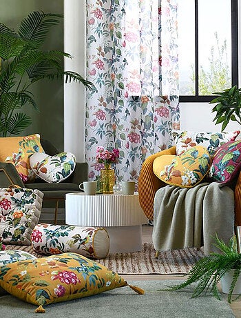 Polochon décoratif motif feuillage et oiseau