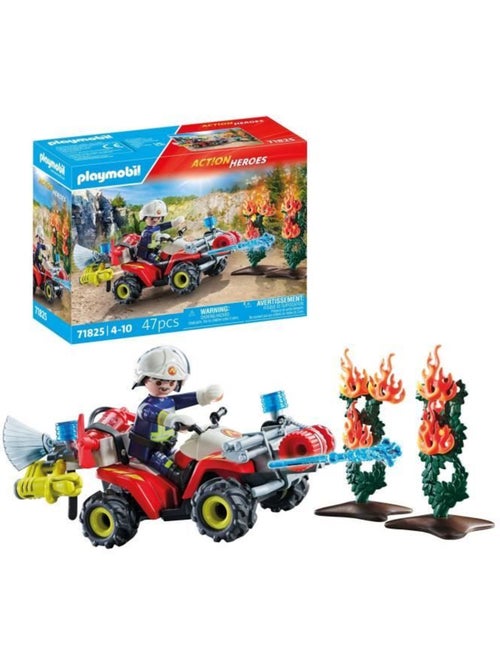 Pompier avec quad et deux arbustes enflammés - Kiabi