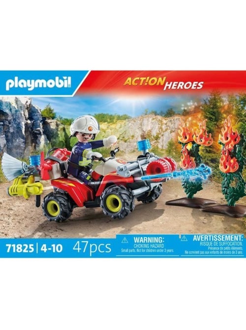 Pompier avec quad et deux arbustes enflammés - Kiabi