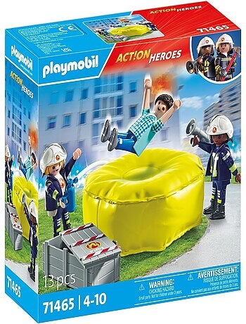 Pompiers avec coussin de sauvetage