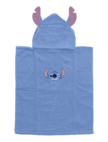 Poncho à capuche Disney Stitch - 100% Coton matière serviette - Bleu