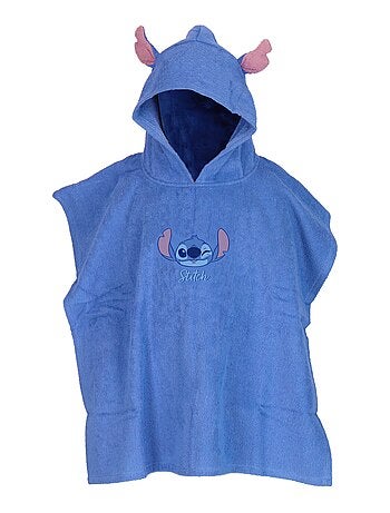 Poncho à capuche Disney Stitch - 100% Coton matière serviette - Bleu