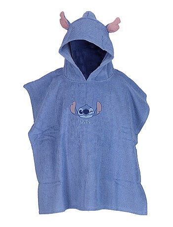 Poncho à capuche Disney Stitch - 100% Coton matière serviette - Bleu
