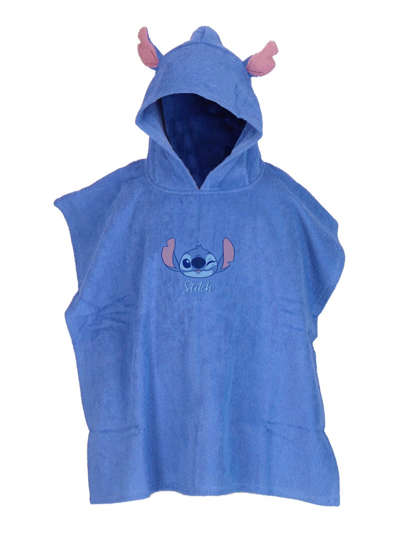 Poncho à capuche Disney Stitch - 100% Coton matière serviette - Bleu Bleu - Kiabi