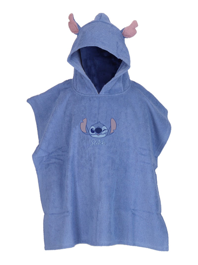 Poncho à capuche Disney Stitch - 100% Coton matière serviette - Bleu Bleu - Kiabi