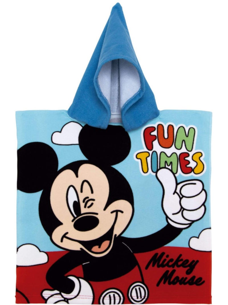 Poncho à capuche en microfibre Mickey & Pluto 50 x 50 cm Bleu - Kiabi