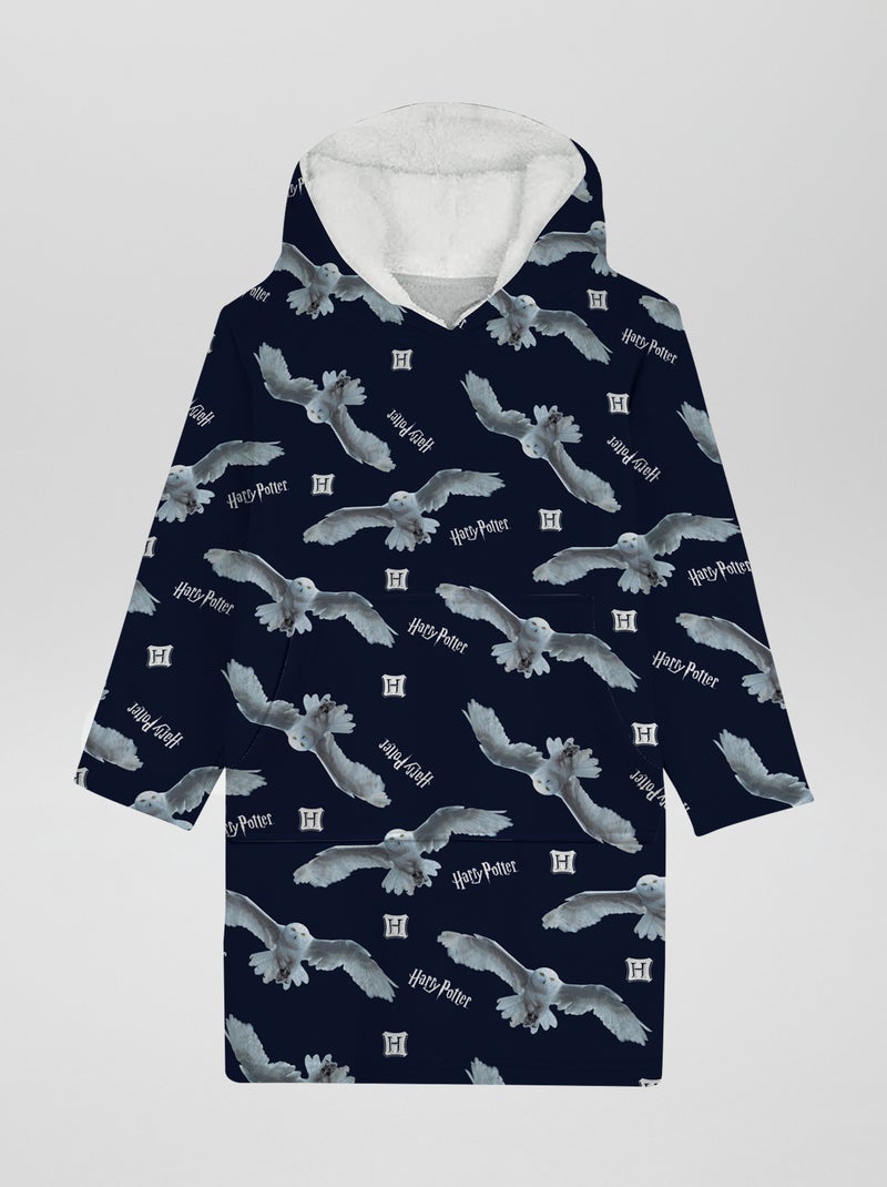 Poncho à capuche en polaire 'Harry Potter' bleu marine - Kiabi