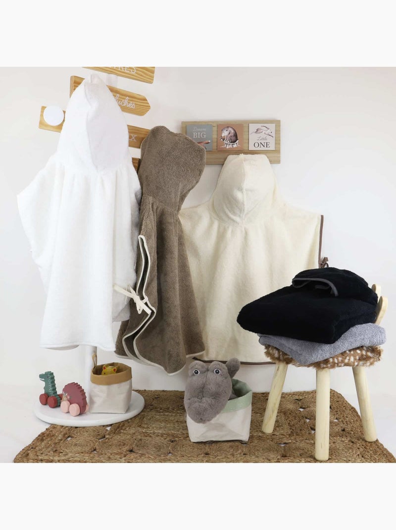 Poncho à capuche éponge 480gr m² MANI Marron caramel - Kiabi