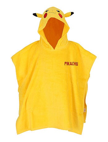 Poncho à capuche Pokémon Pikachu- 100% Coton matière serviette - Jaune