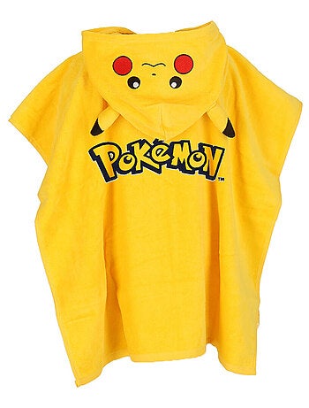 Poncho à capuche Pokémon Pikachu- 100% Coton matière serviette - Jaune