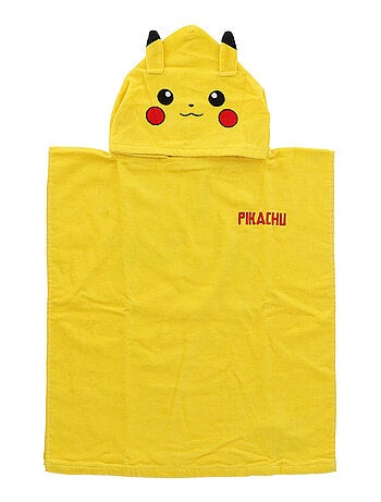 Poncho à capuche Pokémon Pikachu- 100% Coton matière serviette - Jaune