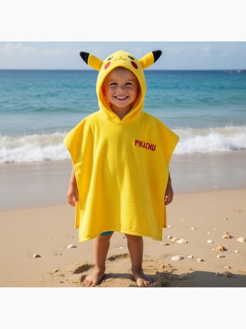 Poncho à capuche Pokémon Pikachu- 100% Coton matière serviette - Jaune - Kiabi
