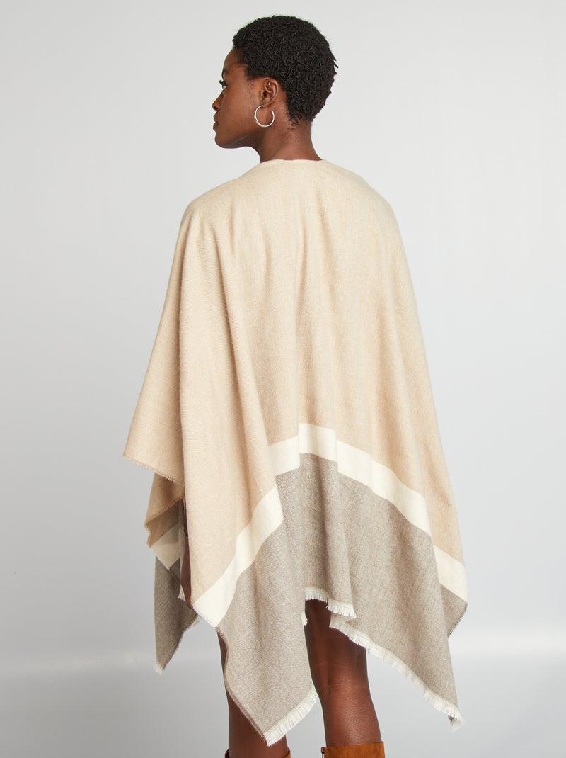 Poncho à franges Beige - Kiabi
