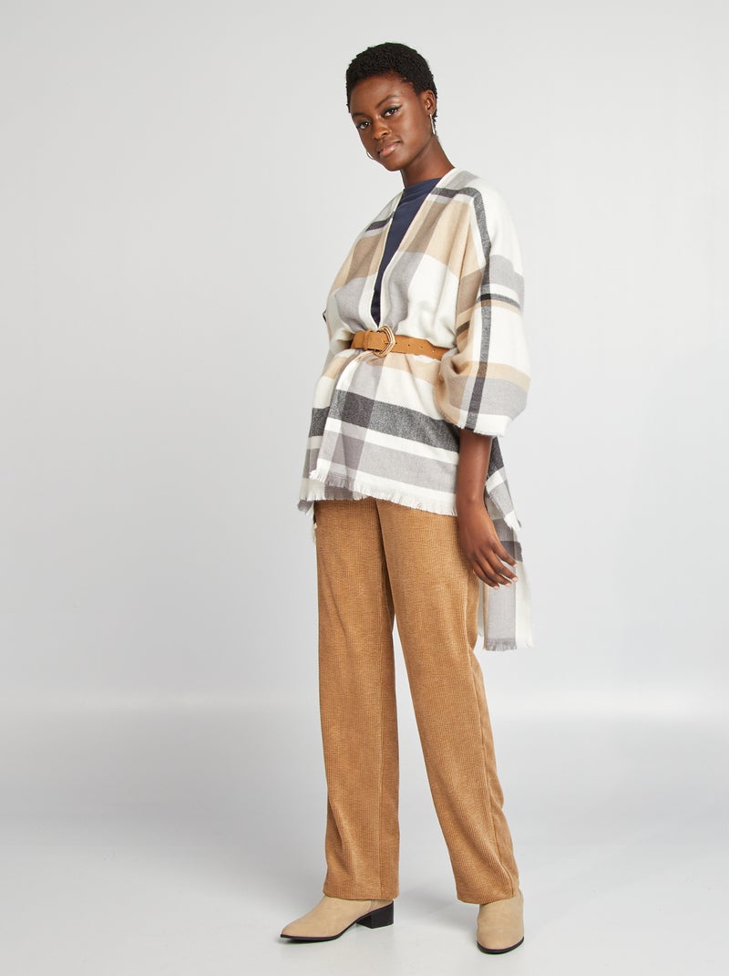 Poncho à franges Beige - Kiabi